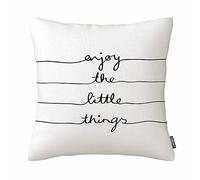 Funda de almohada Enjoy The Little Thing de 45,7 x 45,7 cm, de algodón y lino con cremallera