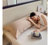 Funda de almohada extra larga de algodón de color liso (48 x 100 cm a 180 cm), funda de almohada transpirable, lavable a máquina para maternidad, parejas, sofá cama (caqui, 48 x 180 cm)