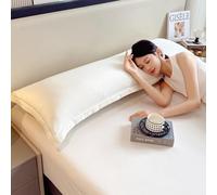 Funda de almohada extra larga de algodón de color sólido (48 x 100 cm a 180 cm), funda de almohada transpirable, lavable a máquina para maternidad, parejas, sofá cama (blanco, 48 x 180 cm)