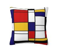 Funda de Almohada,Funda de Almohada Decorativa, Fundas de cojín Suaves de 40x40 cm para sofá de Dormitorio, composición de Color artística de Estilo Mondrian, Rojo