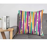 Funda de Almohada Funda de cojín Artístico Patrón Abstracto Strokeslines Belleza Asimetría Paleta Blanca Negro Lienzo Cepillado Color Cozy Linen Square Fundas de Almohada Decorativas para sofá Cama