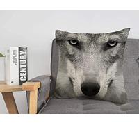 Funda de Almohada Funda de cojín Cara Gris Gimlet Look Straight Into Your Soul Animales Vida Salvaje Lobo Gris Bestia Negro Blanco Canids Cozy Linen Square Fundas de Almohada Decorativas para sofá c