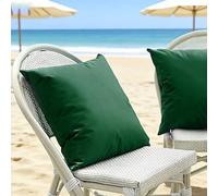 Funda de Almohada Impermeable Exterior - Juego de 2 Fundas en Poliéster | Funda De Cojín Decorativas Grandes Cuadrado y Rectangular para Sofá Jardín, Piscina y Playa(Verde oscuro,50x70 cm Set of 2)