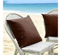Funda de Almohada Impermeable Exterior - Juego de 2 Fundas en Poliéster | Funda De Cojín Decorativas Grandes Cuadrado y Rectangular para Sofá Jardín, Piscina y Playa(Coffee brown,60x90 cm Set of 2)