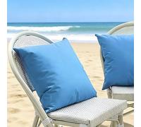 Funda de Almohada Impermeable Exterior - Juego de 2 Fundas en Poliéster | Funda De Cojín Decorativas Grandes Cuadrado y Rectangular para Sofá Jardín, Piscina y Playa(Azul claro,50x50 cm Set of 2)