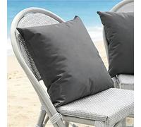Funda de Almohada Impermeable Exterior - Juego de 2 Fundas en Poliéster | Funda De Cojín Decorativas Grandes Cuadrado y Rectangular para Sofá Jardín, Piscina y Playa(Gris,70x70 cm Set of 2)