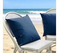 Funda de Almohada Impermeable Exterior - Juego de 2 Fundas en Poliéster | Funda De Cojín Decorativas Grandes Cuadrado y Rectangular para Sofá Jardín, Piscina y Playa(Azul marino,50x80 cm Set of 2)