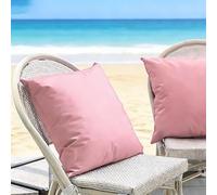 Funda de Almohada Impermeable Exterior - Juego de 2 Fundas en Poliéster | Funda De Cojín Decorativas Grandes Cuadrado y Rectangular para Sofá Jardín, Piscina y Playa(Rosa,30x50 cm Set of 2)