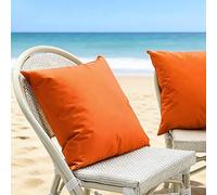 Funda de Almohada Impermeable Exterior - Juego de 2 Fundas en Poliéster | Funda De Cojín Decorativas Grandes Cuadrado y Rectangular para Sofá Jardín, Piscina y Playa(Naranja,50x70 cm Set of 2)