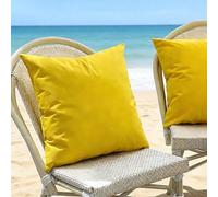 Funda de Almohada Impermeable Exterior - Juego de 2 Fundas en Poliéster | Funda De Cojín Decorativas Grandes Cuadrado y Rectangular para Sofá Jardín, Piscina y Playa(Amarillo,50x80 cm Set of 2)