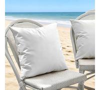 Funda de Almohada Impermeable Exterior - Juego de 2 Fundas en Poliéster | Funda De Cojín Decorativas Grandes Cuadrado y Rectangular para Sofá Jardín, Piscina y Playa(Blanco,65x65 cm Set of 2)