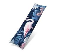 Funda de Almohada Larga 40x145 cm, Terciopelo Funda para Almohada de Cuerpo Ultra Suave para Dormir de Lado, Fundas de Cojín Decorativa con Cremallera Invisible Extra Larga, tropical Flamencos 0J-796