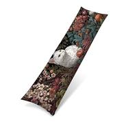 Funda de Almohada Larga 40x145 cm, Terciopelo Funda para Almohada de Cuerpo Ultra Suave para Dormir de Lado, Fundas de Cojín Decorativa con Cremallera Invisible Extra Larga, gato planta 0J-667