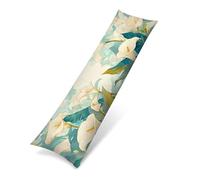 Funda de Almohada Larga 40x145 cm, Terciopelo Funda para Almohada de Cuerpo Ultra Suave para Dormir de Lado, Fundas de Cojín Decorativa con Cremallera Invisible Extra Larga, azul flor Regalo 0J-565