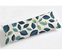 Funda de Almohada Larga 50 x 150 cm Azul, Grande Funda de Cojín Terciopelo con Cremallera Invisible, Almohada Travesaño Cubierta Embarazadas Dormir, Antideslizante & Duradero Funda Cojin Hojas K8-658