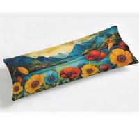 Funda de Almohada Larga 50 x 150 cm Flores, Grande Funda de Cojín Terciopelo con Cremallera Invisible, Almohada Travesaño Cubierta Embarazadas Dormir, Suave & Duradero Funda Cojin Paisaje K8-772