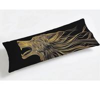 Funda de Almohada Larga 50 x 150 cm Oro, Grande Funda de Cojín Terciopelo con Cremallera Invisible, Almohada Travesaño Cubierta Embarazadas Dormir, Antideslizante & Duradero Funda Cojin Lobo K8-798