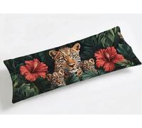 Funda de Almohada Larga 50 x 150 cm Verde, Grande Funda de Cojín Terciopelo con Cremallera Invisible, Almohada Travesaño Cubierta Embarazadas Dormir, Suave & Duradero Funda Cojin Leopardo K8-804