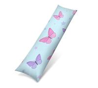 Funda de Almohada Larga 60x160 cm, Lino Funda para Almohada de Transpirable para Dormir de Lado, Cojines Sofa Larga con Cremallera Invisible, Protector Almohada Dibujos animados Mariposa 0J-502