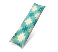 Funda de Almohada Larga 60x180 cm, Lino Funda para Almohada de Transpirable para Dormir de Lado, Cojines Sofa Larga con Cremallera Invisible, Protector Almohada Dibujos animados enrejado 0J-499