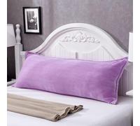 Funda de almohada larga de terciopelo grueso para almohada de respaldo de pareja, 1,2 m, 1,5 m, 1,8 m, cálida funda de cojín para sofá, cama, banco, soporte corporal, lavable a máquina (morado, 150 x