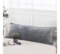 Funda de almohada larga de terciopelo grueso para almohada de respaldo de pareja, 1,2 m, 1,5 m, 1,8 m, cálida funda de cojín para sofá, cama, banco, soporte corporal, lavable a máquina (gris, 180 x 48