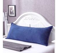 Funda de almohada larga de terciopelo grueso para almohada de respaldo de pareja, 1,2 m, 1,5 m, 1,8 m, funda de cojín cálida para sofá, cama, banco, soporte corporal, lavable a máquina (azul marino