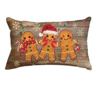 Funda de almohada lumbar festiva de Navidad para decoración del hogar de | Funda de tela de lino suave con diseño de muñeco de nieve de Papá Noel, lavable a máquina, cojín de temporada para sala de