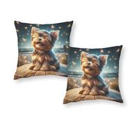 Funda de Almohada Magical Night Yorkie, Transpirable, estándar, para sofá de 50 x 50 cm