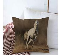 Funda De Almohada Nature Farm White Horse Dust Run Equine Fast Free Desert Sand Design Gray Emotions Summer Runner Funda Almohadas Premium Throw Pillow Case 45X45 CM