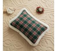 Funda De Almohada Navideña Bordada De Terciopelo Súper Suave, Cuadros, Cremallera Invisible, Lavable, Grande, Gruesa Y Acolchada 30x50 Cm Red-Green-Check 30 * 50cm/11.81 * 19.69in