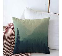 Funda De Almohada Niebla En Mount Woods, Niebla En Banff Panorama, Parque Nacional, Monumentos De Canadá, Niebla En Misty Cojin Fundas Modern Almohada Caso 45X45 CM