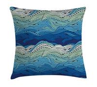 Funda De Almohada Obra De Arte Conceptual con Temática Oceánica, Olas Dibujadas A Mano, Paisaje Marino Marítimo Funda De Cojín Cushion Covers Fashion For Patio Sofá Cama 45X45Cm