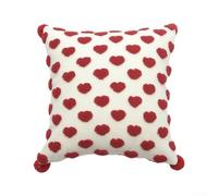 Funda de almohada para el día de San Valentín, 45 x 45 cm, funda decorativa bordada con corazón para sofá o cama, mezcla de poliéster y algodón con cremallera invisible, adorno romántico para el hogar