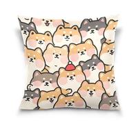 Funda de almohada personalizada con diseño de perro Shiba Inu de dibujos animados, decoración del hogar para sofá del hogar, 45,7 x 45,7 cm