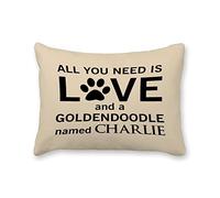 Funda de almohada personalizada con texto en inglés "All You Need Is Love And A Goldendoodle", fundas de almohada con nombre personalizado para amantes de los perros, regalo de inauguración de la