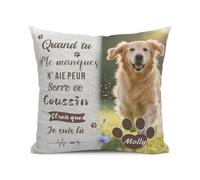 Funda de Almohada Personalizada para Perros - Foto y Nombre Doble Cara - Regalo Recuerdo Mascotas - Homenaje a Tu Perro