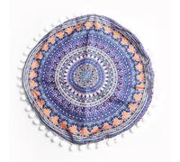 Funda de almohada redonda impresa 43cm Boho Decor Cover(#2) | Impresión bohemia de doble cara, forma redonda de 43 cm, cierre, fibra de poliéster, decoración de sala de estar