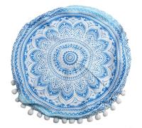 Funda de almohada redonda impresa 43cm Boho Decor Cover(#4) | Impresión bohemia de doble cara, forma redonda de 43 cm, cierre, fibra de poliéster, decoración de sala de estar