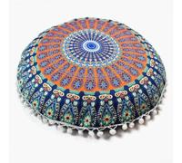 Funda de almohada redonda impresa 43cm Boho Decor Cover(#5) | Impresión bohemia de doble cara, forma redonda de 43 cm, cierre, fibra de poliéster, decoración de sala de estar