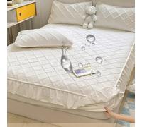 Funda de almohada, sábanas ajustadas gruesas cálidas con bandas elásticas, falda de cama de colchón rosa, blanco, solo 2 piezas de abismo de almohada