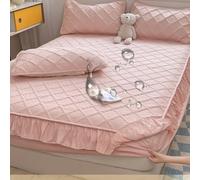 Funda de almohada, sábanas de ajuste grueso cálido con bandas elásticas, falda de cama de colchón rosa, rosa claro, solo 2 piezas de abismo de almohada