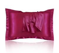 Funda de Almohada Satén 50 x 75 cm, Funda de Almohada Seda Suave para Cabello y Piel, Antifrizz y Antienvejecimiento, Transpirable, con Cierre de sobre, Alternativa a la Silk Pillowcase, Rojo