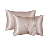 Funda de Almohada Satén, Juego de 2 Fundas Almohada, Propiedades Antibacterianas, Baja Alergénicidad, la Funda de Almohada de Seda Protege Tu Cabello y Tu Piel, Almohadas Saten Pelo Rizado Súper