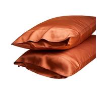 Funda de Almohada Seda Fundas de Almohada de Seda de Morera Natural for el Cabello y la Piel 22 Fundas de Almohada Reversibles de Seda for Cama Mom, Paquete de 2(Orange)