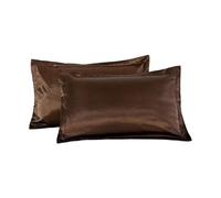 Funda de Almohada Seda Pura emulación, cómoda y, satén imitada, Funda for Cama, sin Cremallera(Coffee)