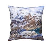 Funda De Almohada Towering Mountains Covered with Snow Winter Wonderful Natural Landscape Print Protector Almohadas Duradera Funda Almohadas Premium Almohada Caso para Patio Hogar Sofá 45X45 CM