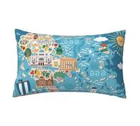 Funda de almohada transpirable con estampado de mapa de Grecia para cama, vacaciones, viajes, decoración del hogar, dormitorio, accesorio