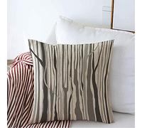 Funda De Almohada Vida En Escala De Grises Césped Árboles Grises Campo Blanco Suerte País Naturaleza Crecimiento Color Tallo Rama Grande Protector Almohadas Duradera Almohada Caso 45X45 CM