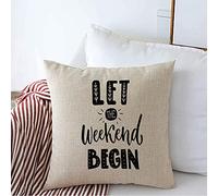 Funda De Almohada Viernes Deja Que El Fin De Semana Motive Comienza Inscripción Divertida Bebida Negra Feliz Final Inspiración De Vida Semana Funda Almohadas Premium Throw Pillow Case 45X45 CM